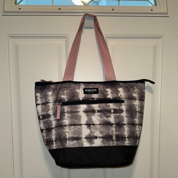 Igloo Tie-Dye Black and Pink Tote insulated Bag 16X12 - Picture 1 of 13